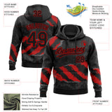 Custom Stitched Black Red-Steel Gray 3D Pattern Design Splash Sports Pullover Sweatshirt Hoodie