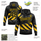 Custom Stitched Black Yellow-Steel Gray 3D Pattern Design Splash Sports Pullover Sweatshirt Hoodie