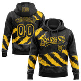 Custom Stitched Black Yellow-Steel Gray 3D Pattern Design Splash Sports Pullover Sweatshirt Hoodie