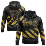 Custom Stitched Black Old Gold-Steel Gray 3D Pattern Design Splash Sports Pullover Sweatshirt Hoodie