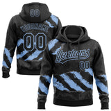 Custom Stitched Black Light Blue-Steel Gray 3D Pattern Design Splash Sports Pullover Sweatshirt Hoodie