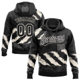 Custom Stitched Black Cream-Steel Gray 3D Pattern Design Splash Sports Pullover Sweatshirt Hoodie
