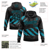 Custom Stitched Black Teal-Steel Gray 3D Pattern Design Splash Sports Pullover Sweatshirt Hoodie