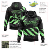 Custom Stitched Black Pea Green-Steel Gray 3D Pattern Design Splash Sports Pullover Sweatshirt Hoodie