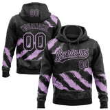 Custom Stitched Black Light Purple-Steel Gray 3D Pattern Design Splash Sports Pullover Sweatshirt Hoodie