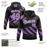 Custom Stitched Black Medium Purple Steel Gray-White 3D Pattern Design Splash Sports Pullover Sweatshirt Hoodie