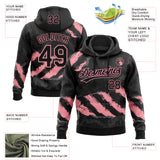 Custom Stitched Black Medium Pink-Steel Gray 3D Pattern Design Splash Sports Pullover Sweatshirt Hoodie