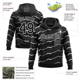 Custom Stitched Black White 3D Pattern Design Torn Paper Style Sports Pullover Sweatshirt Hoodie