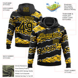 Custom Stitched Black Yellow-White 3D Pattern Design Torn Paper Style Sports Pullover Sweatshirt Hoodie