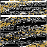 Custom Stitched Black Old Gold-White 3D Pattern Design Torn Paper Style Sports Pullover Sweatshirt Hoodie