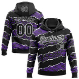 Custom Stitched Black Purple-White 3D Pattern Design Torn Paper Style Sports Pullover Sweatshirt Hoodie