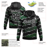Custom Stitched Black Green-White 3D Pattern Design Torn Paper Style Sports Pullover Sweatshirt Hoodie