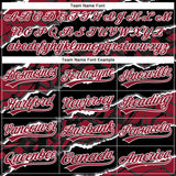 Custom Stitched Black Crimson-White 3D Pattern Design Torn Paper Style Sports Pullover Sweatshirt Hoodie
