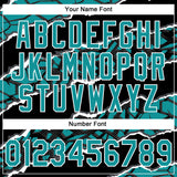 Custom Stitched Black Teal-White 3D Pattern Design Torn Paper Style Sports Pullover Sweatshirt Hoodie