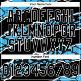 Custom Stitched Black Sky Blue-White 3D Pattern Design Torn Paper Style Sports Pullover Sweatshirt Hoodie