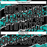 Custom Stitched Black Aqua-White 3D Pattern Design Torn Paper Style Sports Pullover Sweatshirt Hoodie