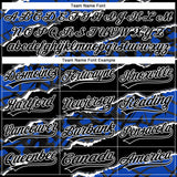 Custom Stitched Black Thunder Blue-White 3D Pattern Design Torn Paper Style Sports Pullover Sweatshirt Hoodie