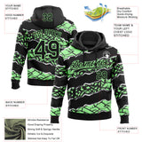 Custom Stitched Black Pea Green-White 3D Pattern Design Torn Paper Style Sports Pullover Sweatshirt Hoodie