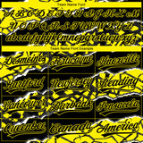 Custom Stitched Black Light Yellow-White 3D Pattern Design Torn Paper Style Sports Pullover Sweatshirt Hoodie