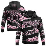 Custom Stitched Black Light Pink-White 3D Pattern Design Torn Paper Style Sports Pullover Sweatshirt Hoodie