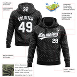 Custom Stitched Black White-Gray 3D Pattern Design Line Sportswear Pullover Sweatshirt Hoodie