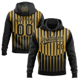 Custom Stitched Black Old Gold 3D Pattern Design Line Sportswear Pullover Sweatshirt Hoodie