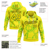 Custom Stitched Light Yellow Green-Black 3D Pattern Design Line Sportswear Pullover Sweatshirt Hoodie