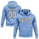Custom Stitched Light Blue White-Black 3D Pattern Design Line Sportswear Pullover Sweatshirt Hoodie