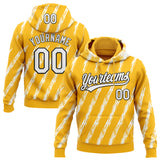 Custom Stitched Gold White-Black 3D Pattern Design Line Sportswear Pullover Sweatshirt Hoodie