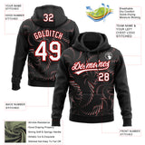 Custom Stitched Black White-Red 3D Pattern Design Line Sportswear Pullover Sweatshirt Hoodie