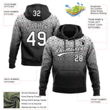 Custom Stitched Black White 3D Pattern Design Gradient Line Sportswear Pullover Sweatshirt Hoodie