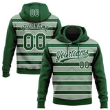 Custom Stitched Green White 3D Pattern Design Line Sportswear Pullover Sweatshirt Hoodie