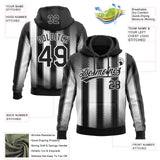 Custom Stitched Black White 3D Pattern Design Line Sportswear Pullover Sweatshirt Hoodie