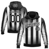 Custom Stitched Black White 3D Pattern Design Line Sportswear Pullover Sweatshirt Hoodie