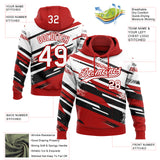Custom Stitched Red White-Black 3D Pattern Design Line Sportswear Pullover Sweatshirt Hoodie