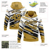 Custom Stitched Old Gold Black-White 3D Pattern Design Line Sportswear Pullover Sweatshirt Hoodie