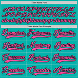 Custom Aqua Pink-Black Hockey Lace Neck Jersey