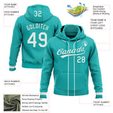 Custom Stitched Aqua White-Aqua Baseball Pullover Sweatshirt Hoodie