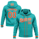 Custom Stitched Aqua Orange-White Baseball Pullover Sweatshirt Hoodie