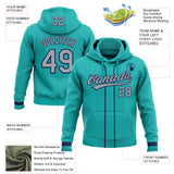 Custom Stitched Aqua Gray-Navy Baseball Pullover Sweatshirt Hoodie