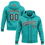 Custom Stitched Aqua Black-White Baseball Pullover Sweatshirt Hoodie