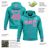 Custom Stitched Aqua Pink-White Baseball Pullover Sweatshirt Hoodie