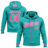 Custom Stitched Aqua Pink-White Baseball Pullover Sweatshirt Hoodie
