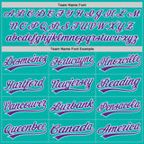 Custom Stitched Aqua Purple-White Baseball Pullover Sweatshirt Hoodie