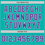 Custom Stitched Aqua Purple-White Baseball Pullover Sweatshirt Hoodie