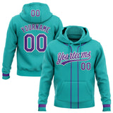 Custom Stitched Aqua Purple-White Baseball Pullover Sweatshirt Hoodie