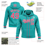 Custom Stitched Aqua Neon Pink-White Baseball Pullover Sweatshirt Hoodie