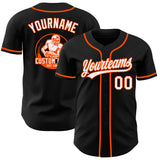 Custom Black White-Orange Authentic Baseball Jersey