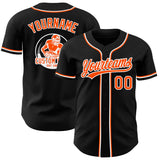 Custom Black Orange-White Authentic Baseball Jersey