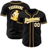 Custom Black White-Gold Authentic Baseball Jersey